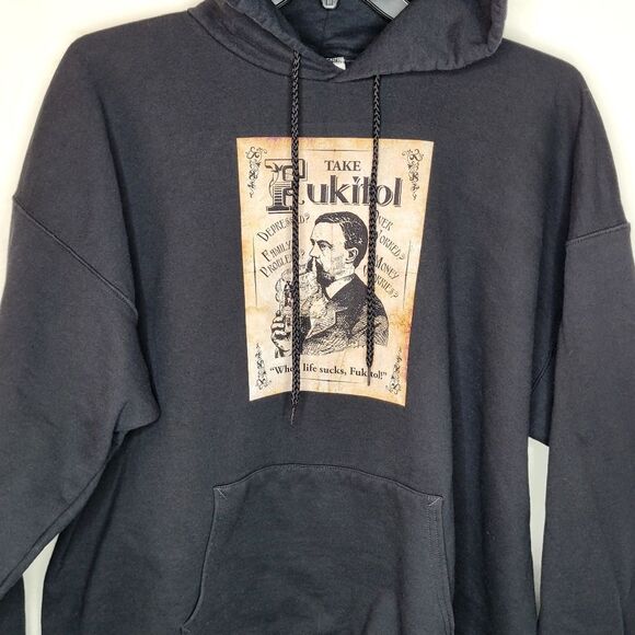 Vintage Heavyweight Graphic Humor Fukitol Oversized Hoodie Size XL - Picture 2 of 6